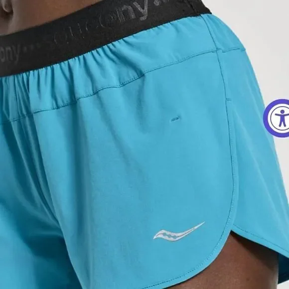 Saucony outpace 2.5" split short turquoise medium - Picture 6 of 8